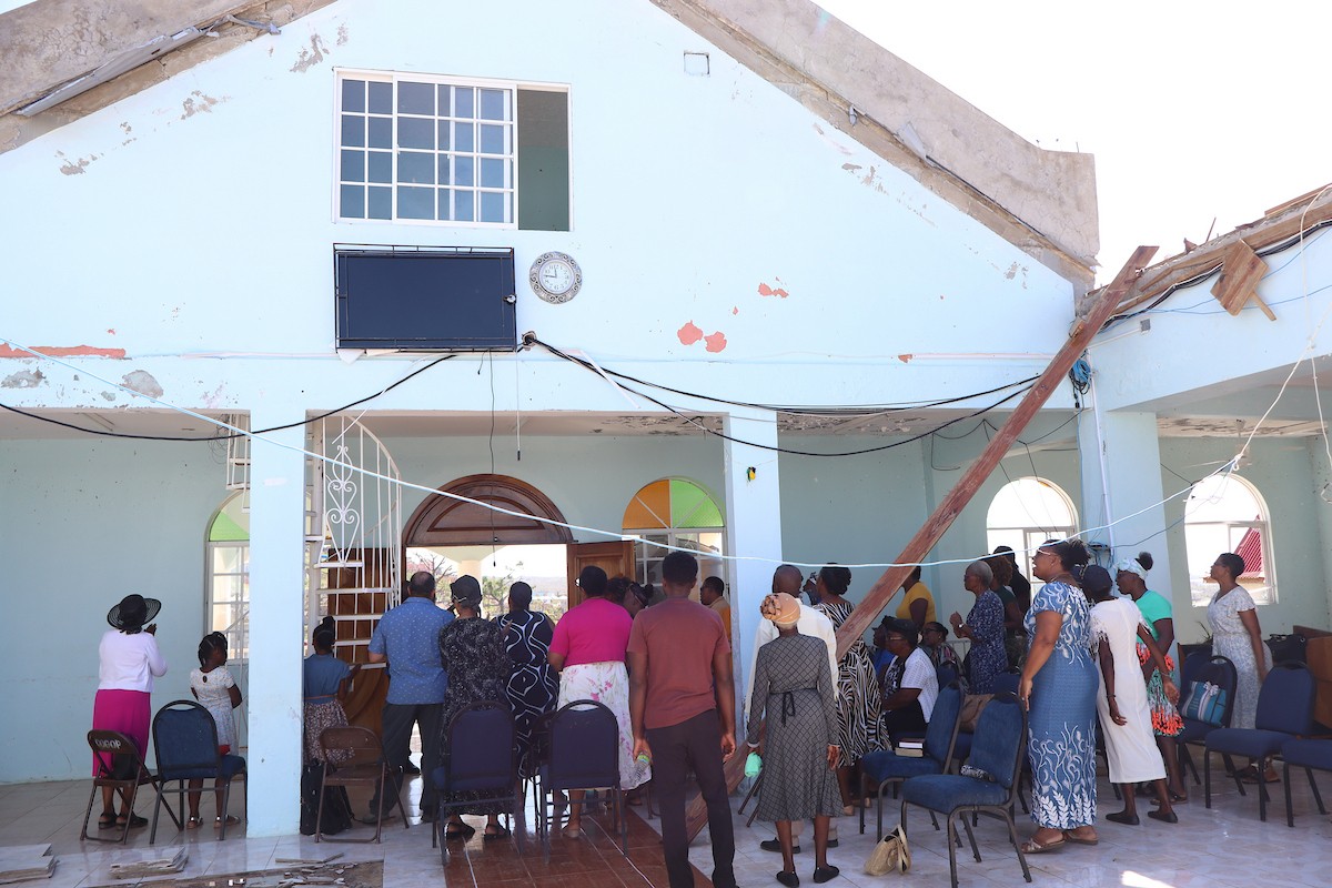 Church with missing roof after Hurricane Melissa, Whitehouse, Jamaica