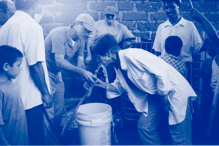 Molly Greene drinking the "first sip"