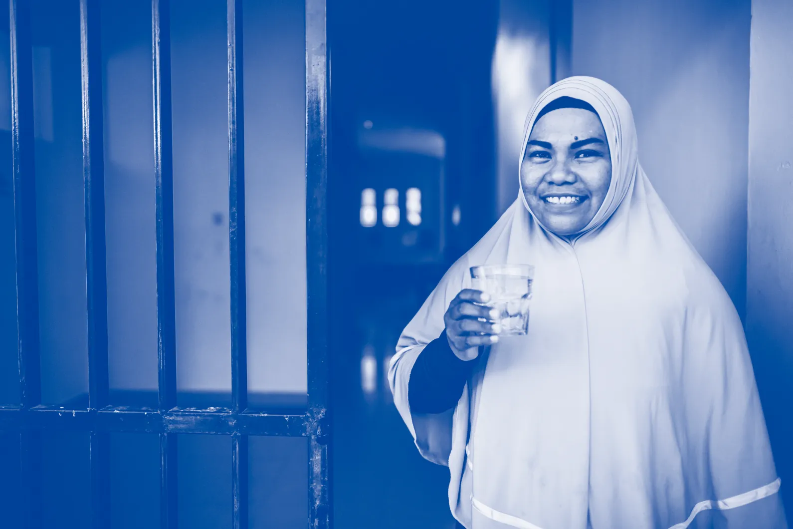 Woman drinking safe water