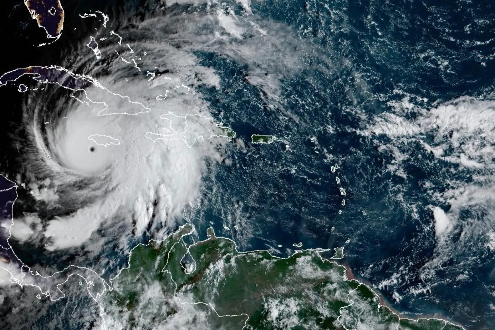 Satellite image of Hurricane Melissa approaching Jamaica