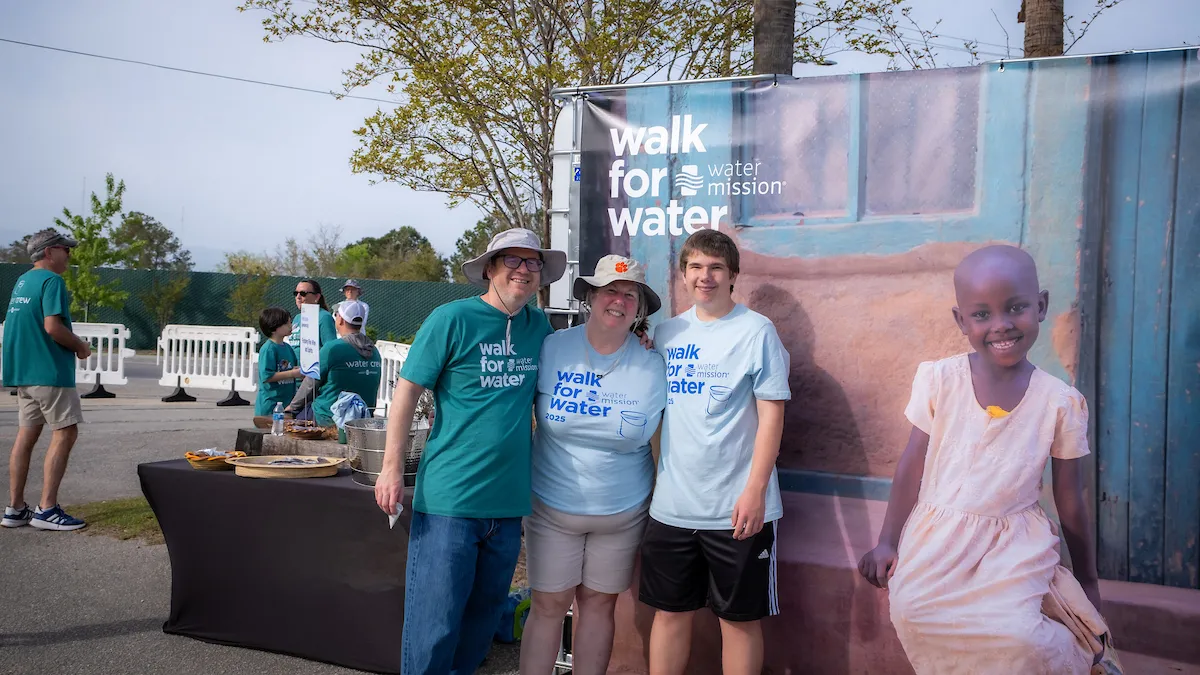 Family poses for photo