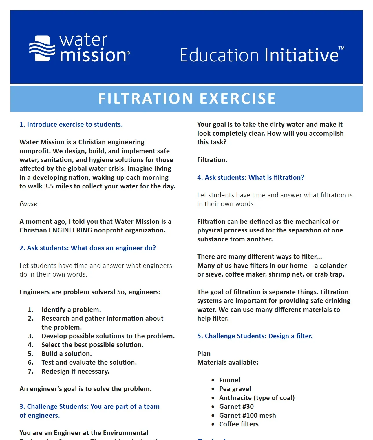 Filtration Exercise