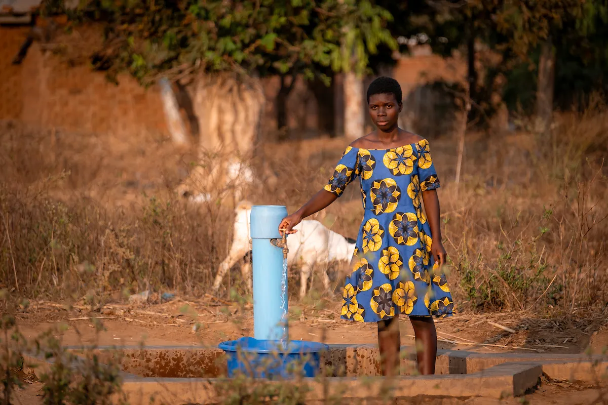 Woman near tap stand