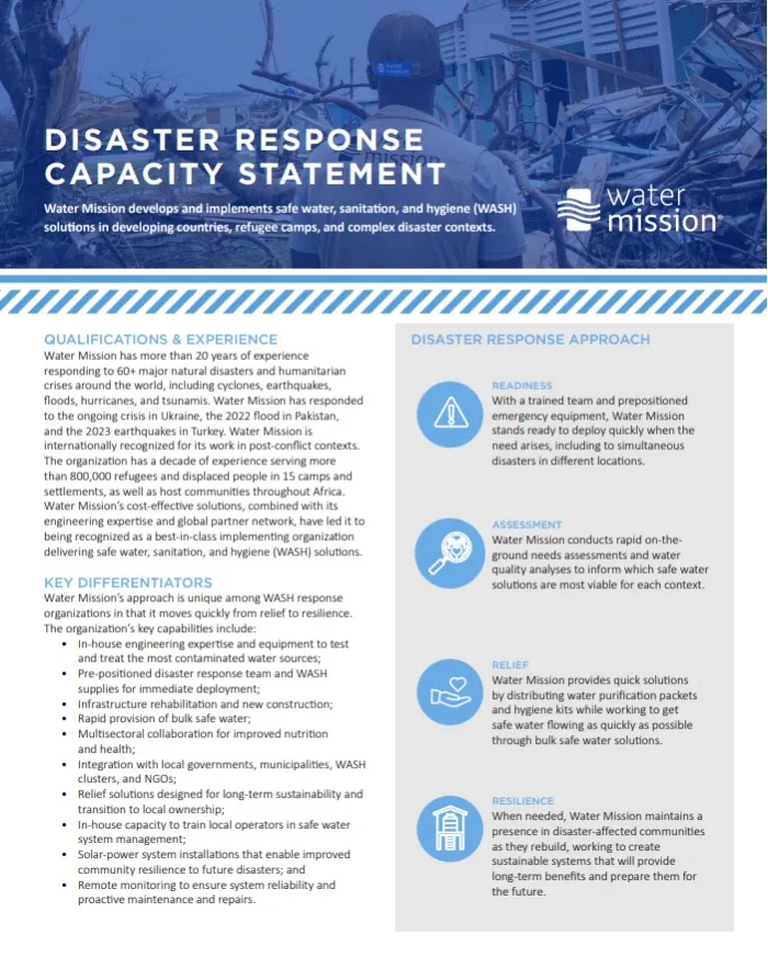 Disaster Response Capacity Statement