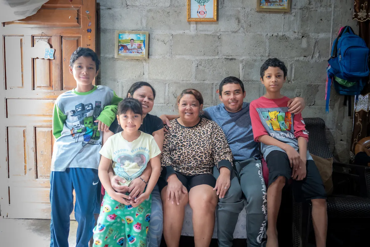 Family posing for photo