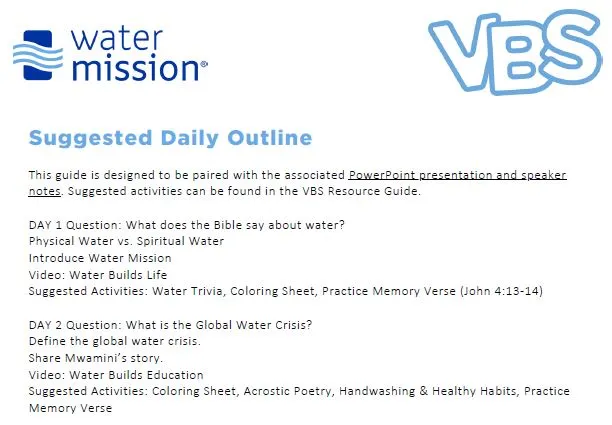VBS Daily Guide