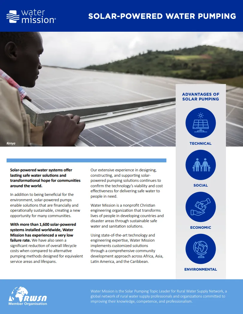 Water Mission Solar-Powered Water Pumping Factsheet