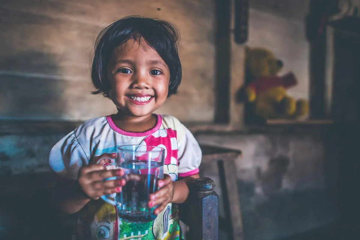 Girl drinking safe water