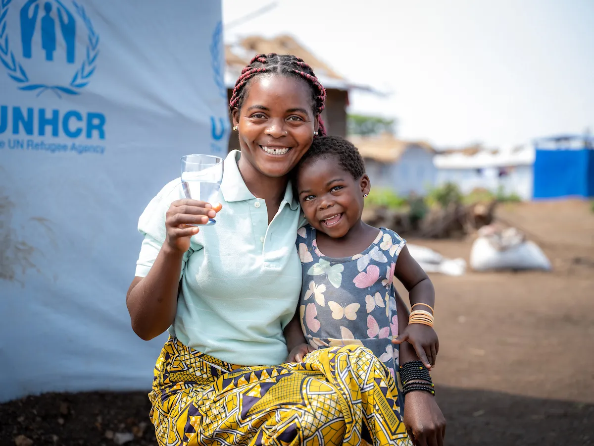 Refugee Katembo and her child