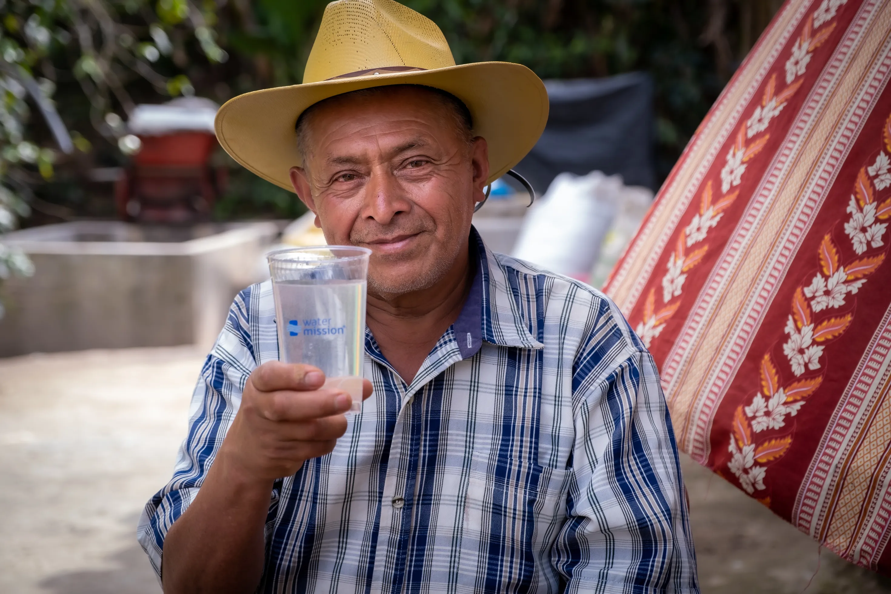 Man drinking safe water