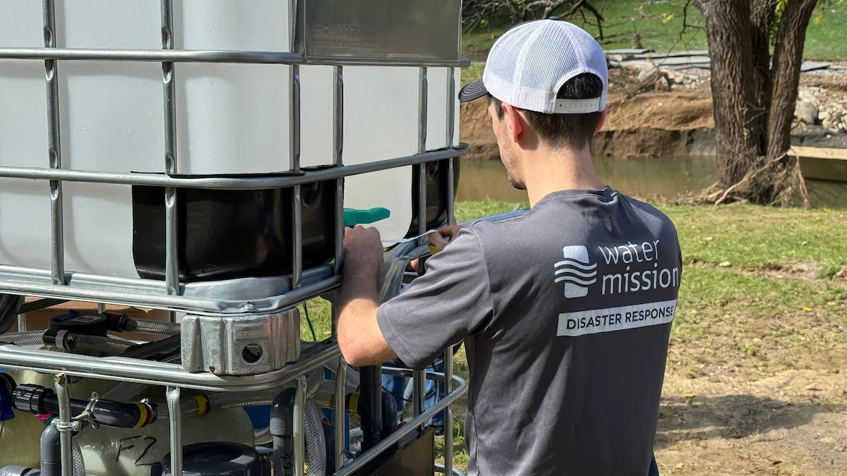 Water Mission engineer installs safe water system