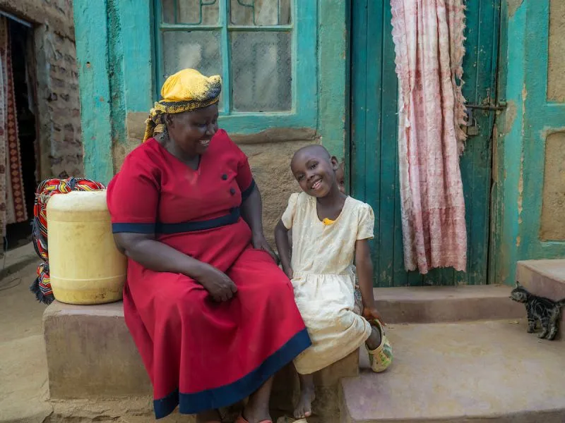 Celestine and Grandma Anne rejoice because they now have access to safe water in their community. They no longer have to walk miles for safe water, and Celestine does not have to worry about water making her sick.