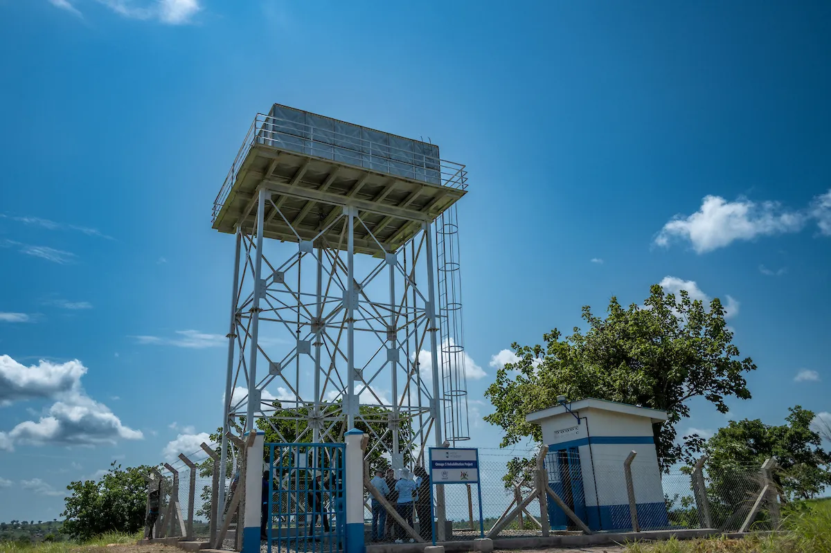 Water tower and treatment system in an African community