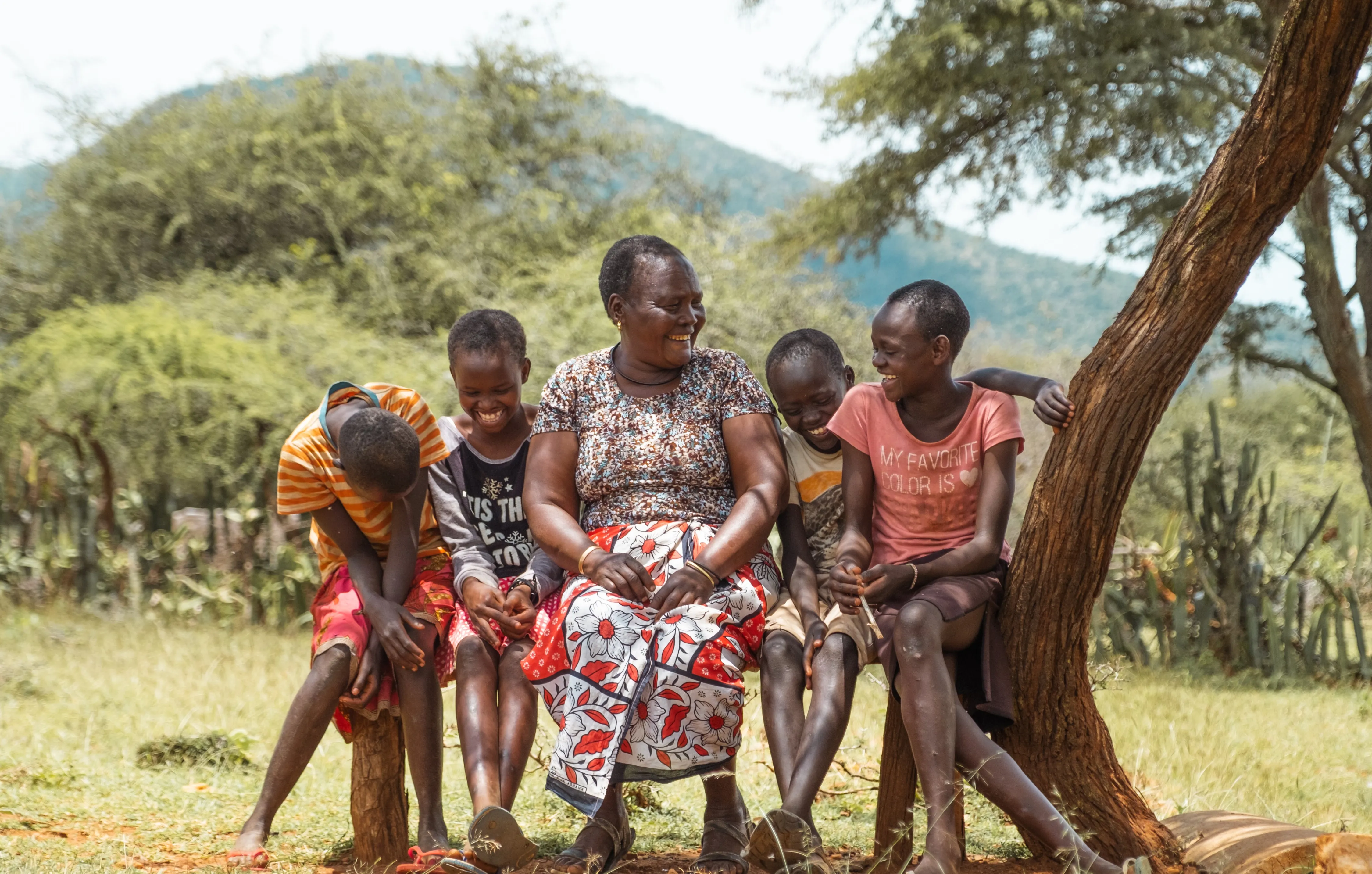 African grandmother and grandchildren