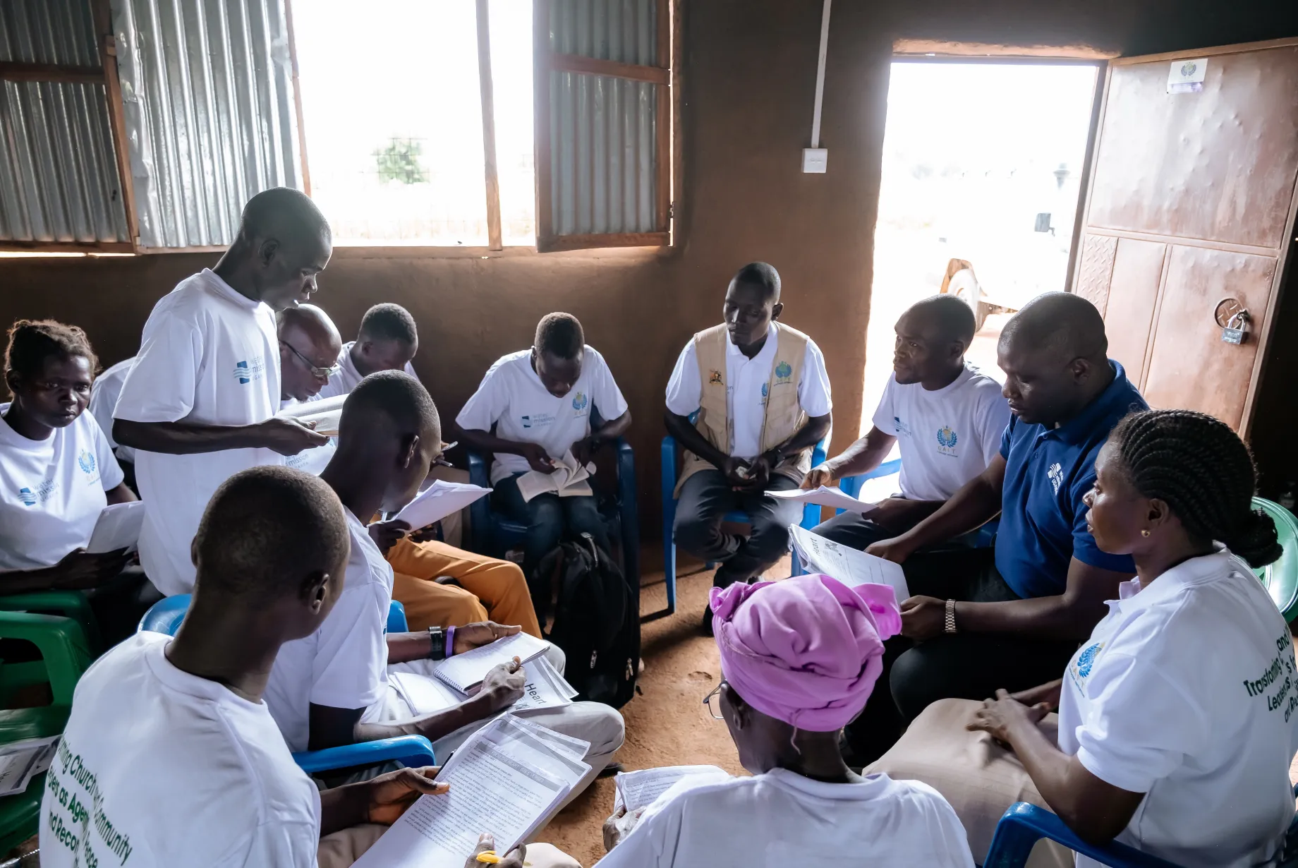 Biblical Trauma Healing promotes forgiveness and reconciliation. At facilitation training such as this one, local in the refugee community learn how to guide refugees through taking their pain to Christ and starting the grieving process.