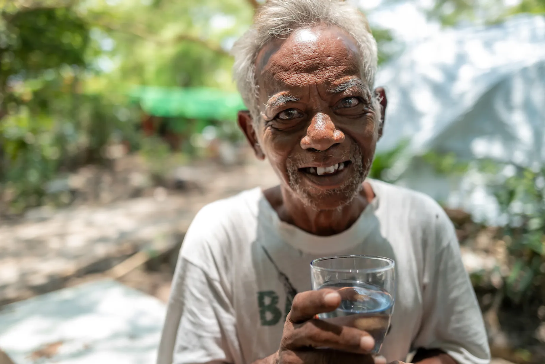 A Myanmar resident smiles
