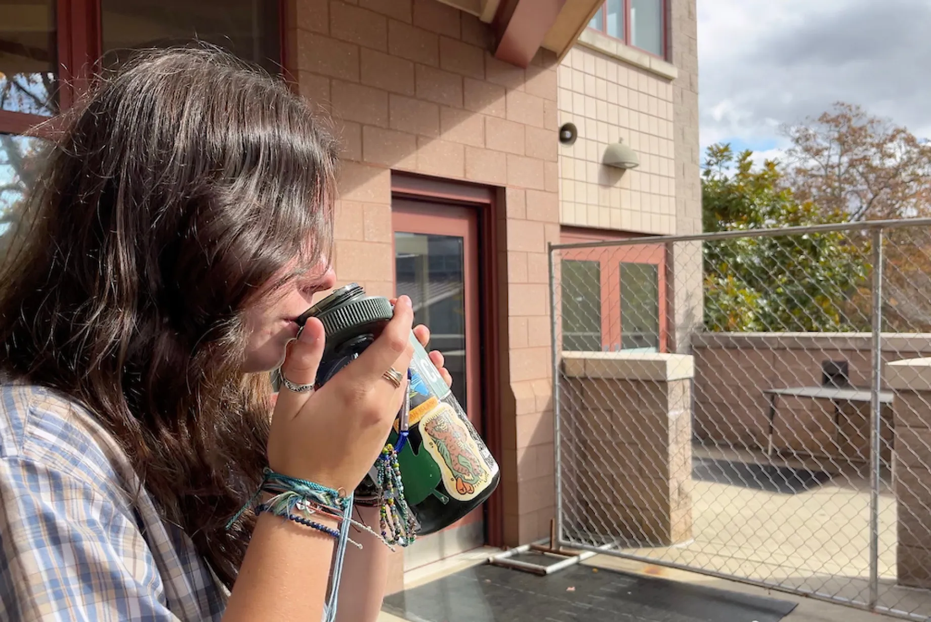 Student drinking safe water