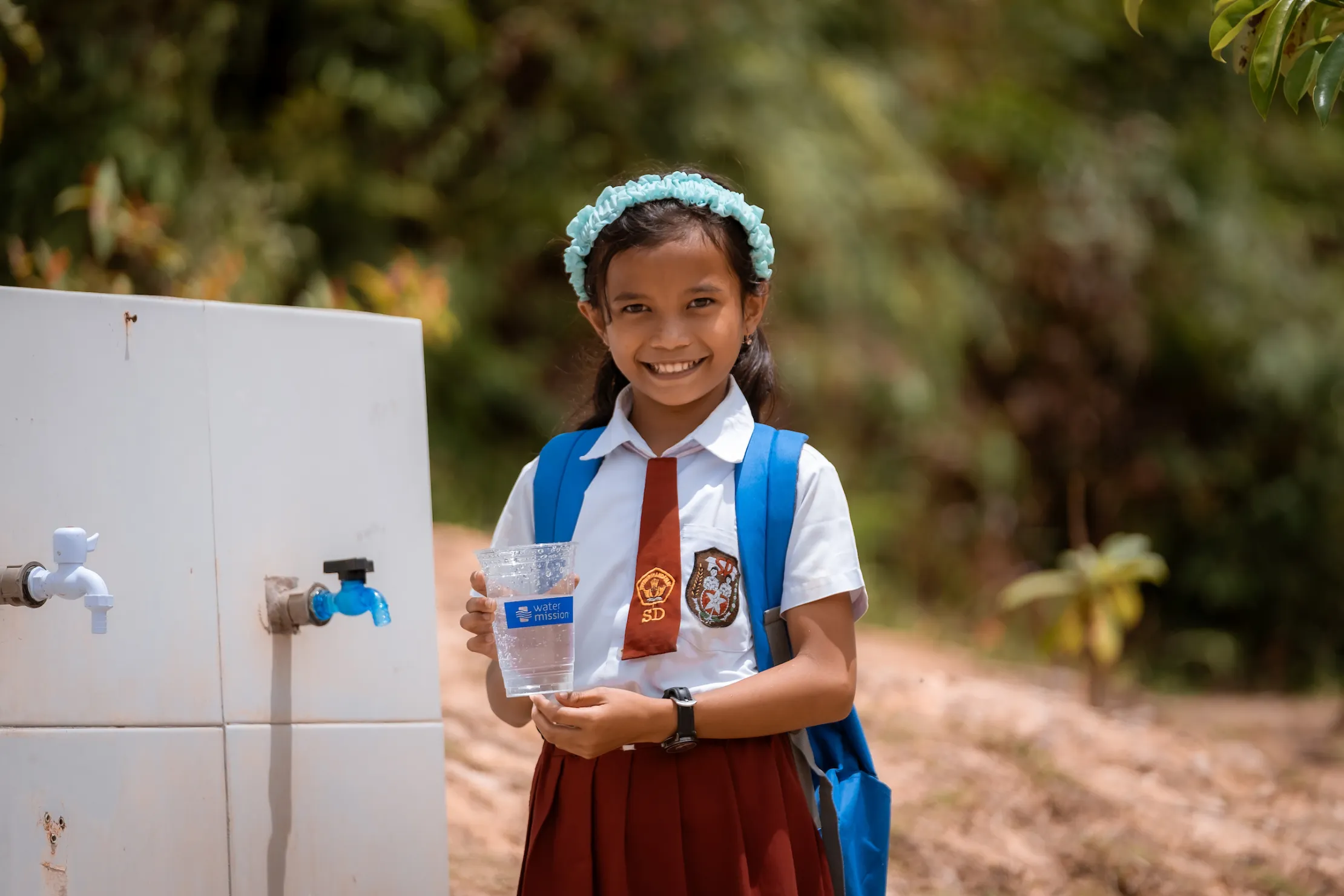 Girl in Indonesia in school uniform