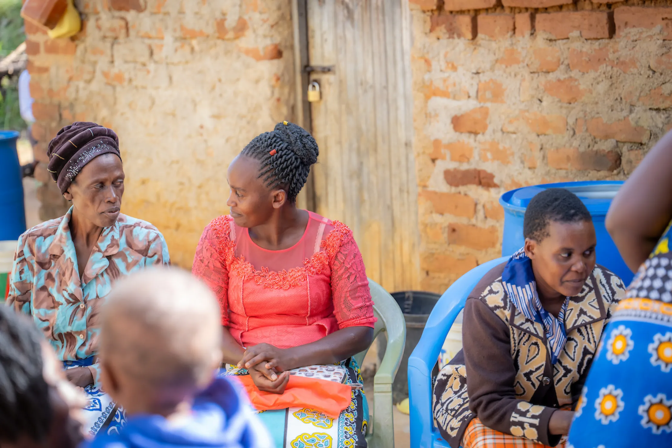Elizabeth chats with friends and family