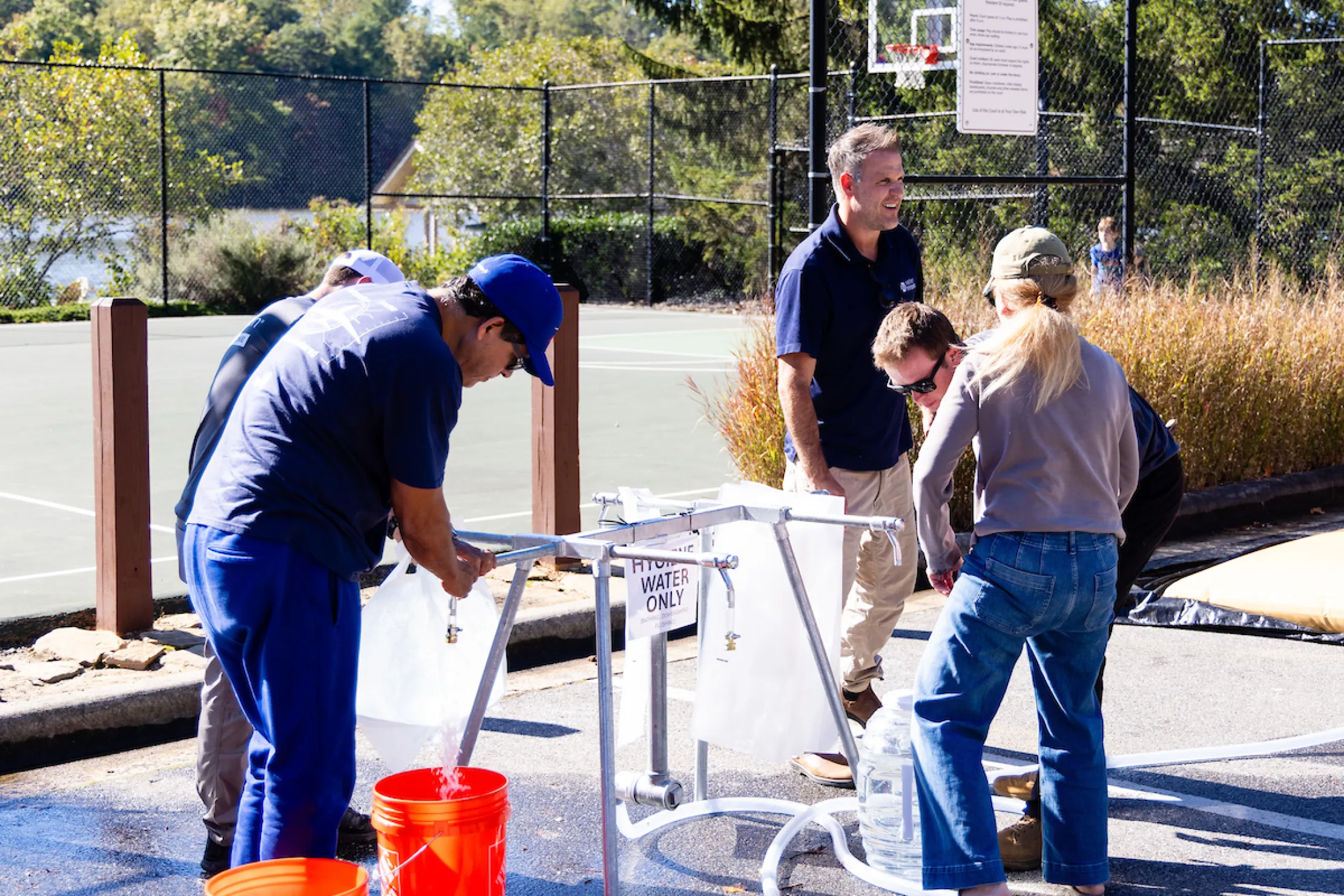 People gathering safe water