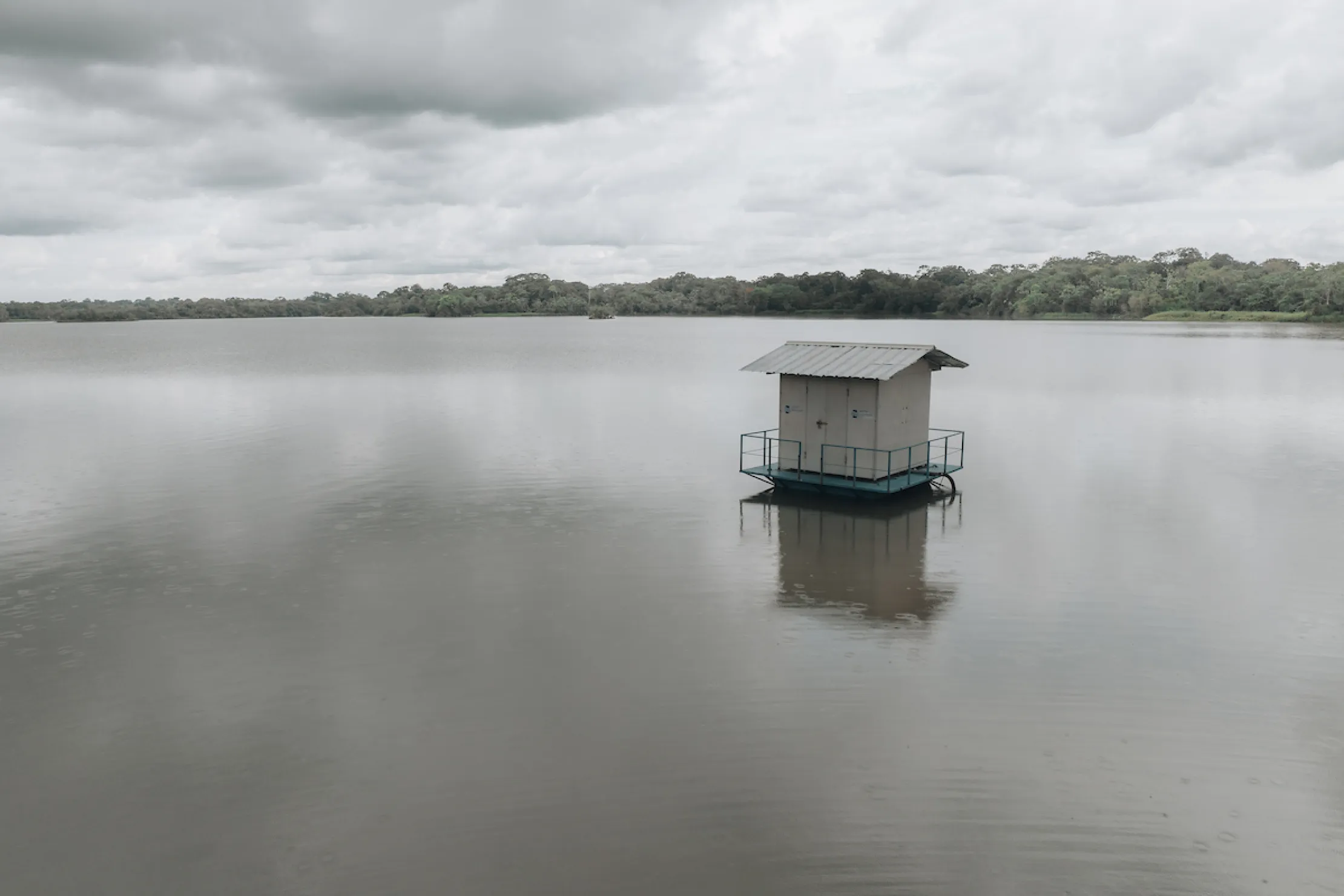 Floating pump house in San Roque, Peru