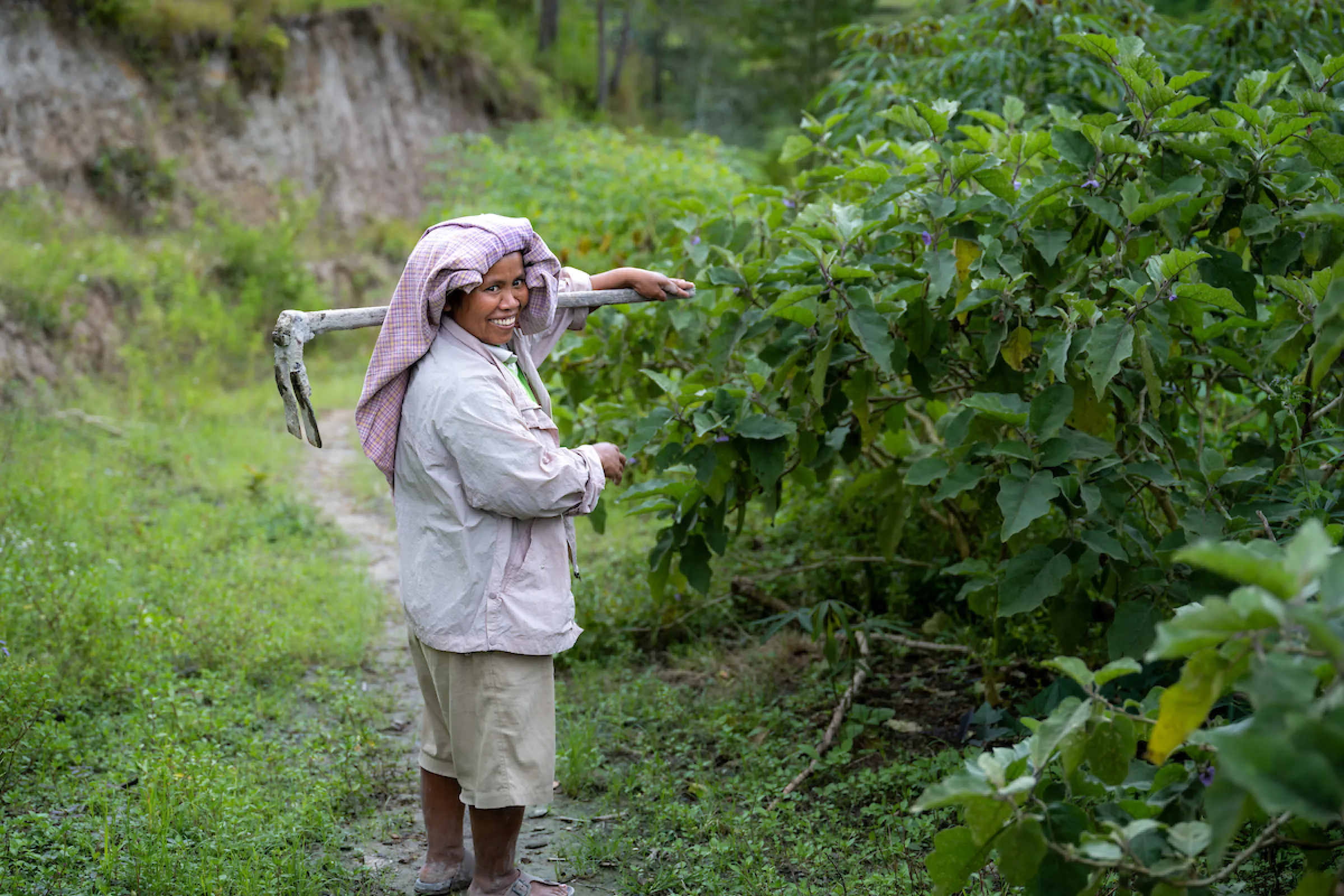 Wintra tending her crops