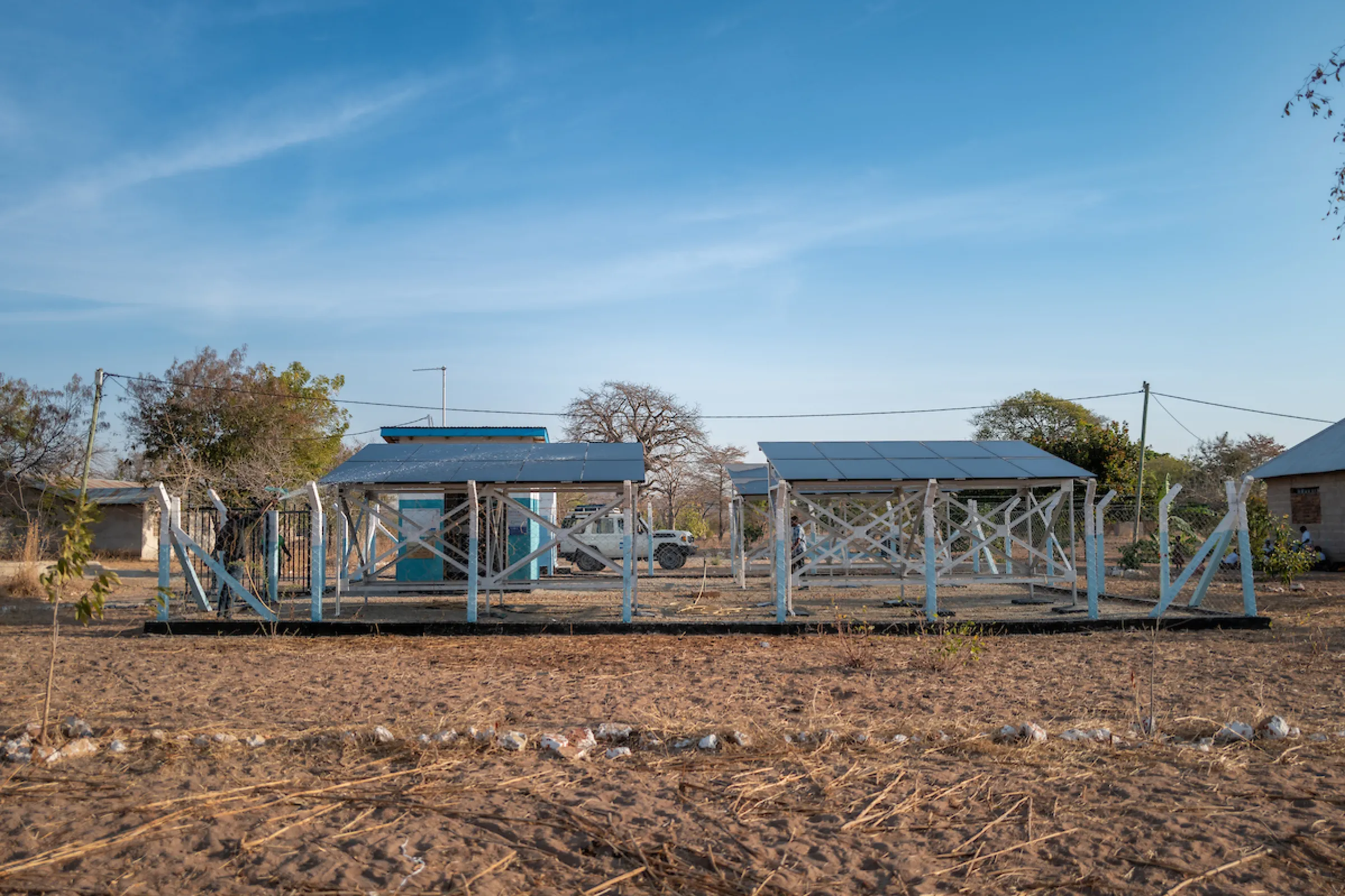 Solar panels at a safe water project