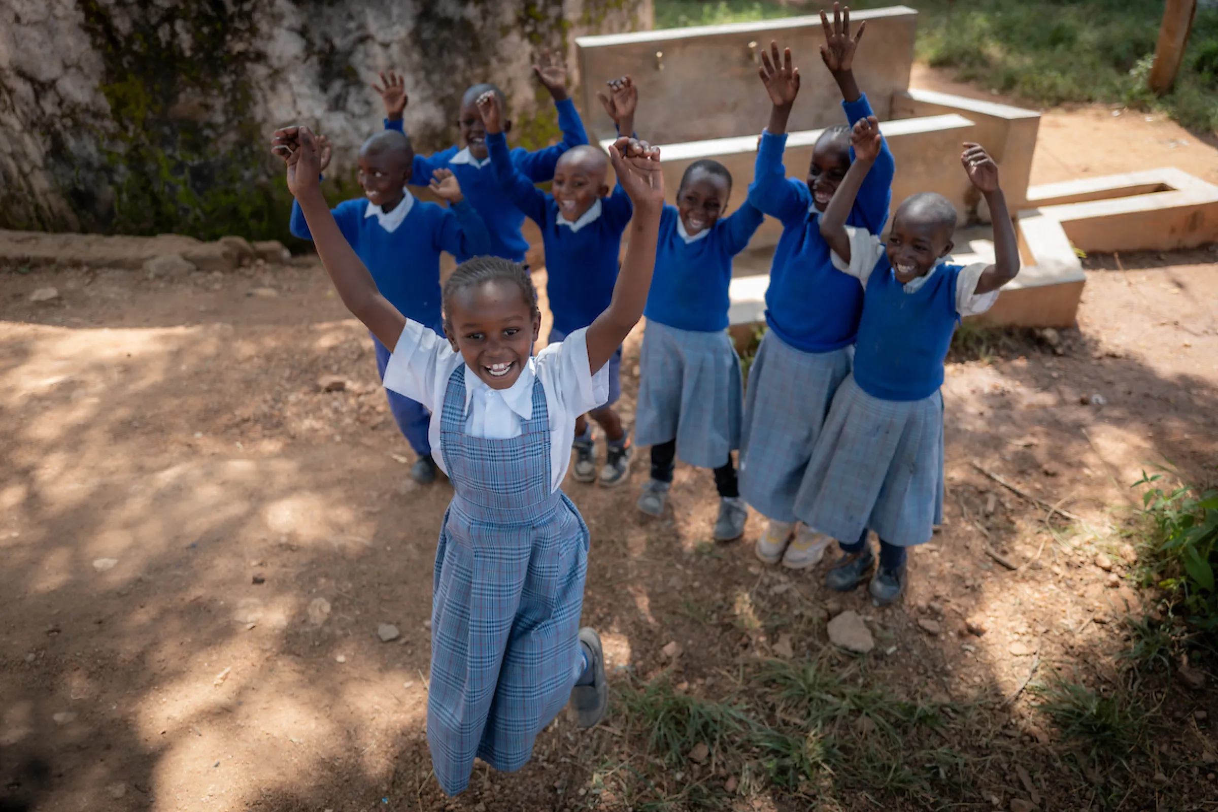 Girls celebrate safe water in Kenya, Africa