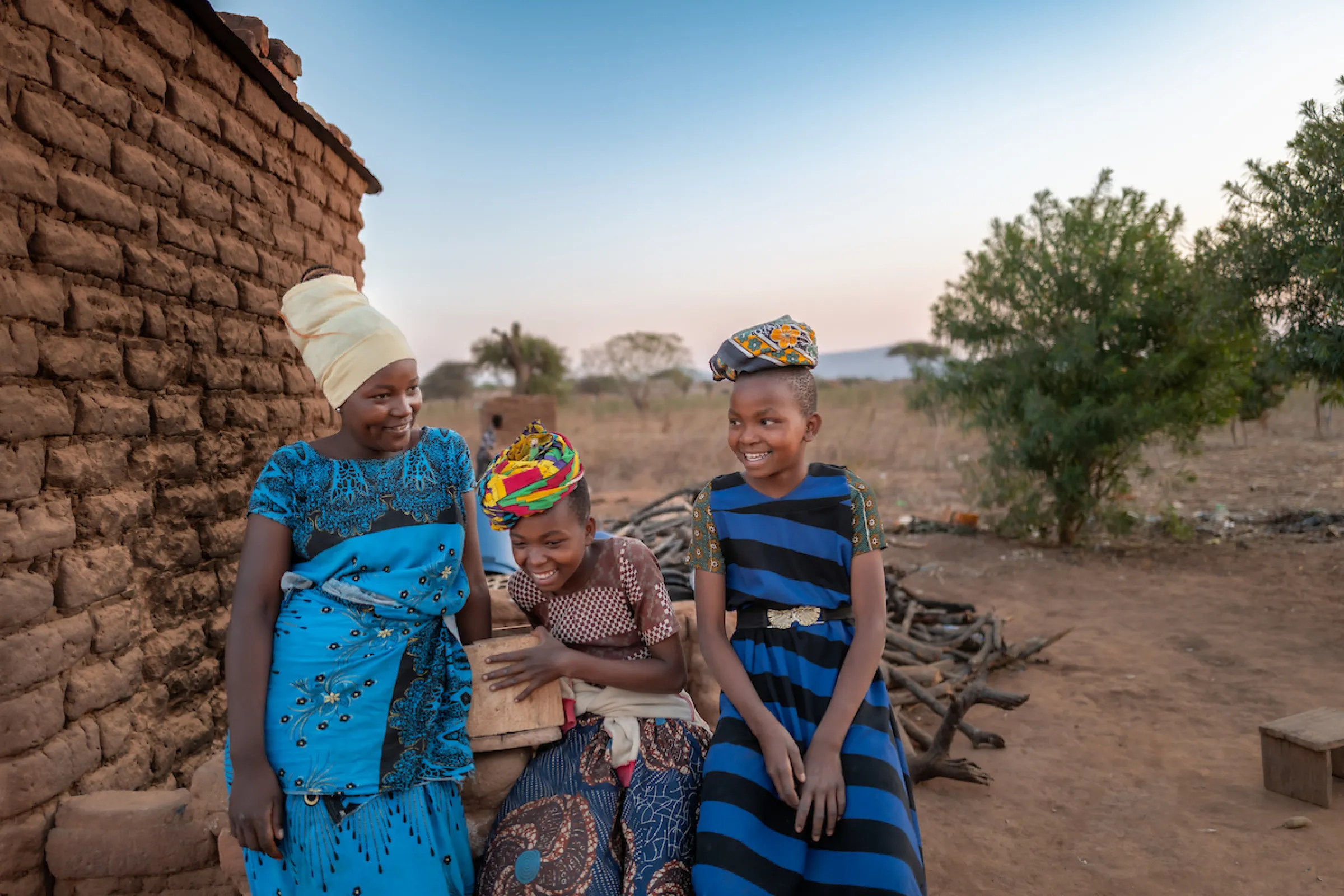 Young girls laughing and smiling in Tanzania, Africa