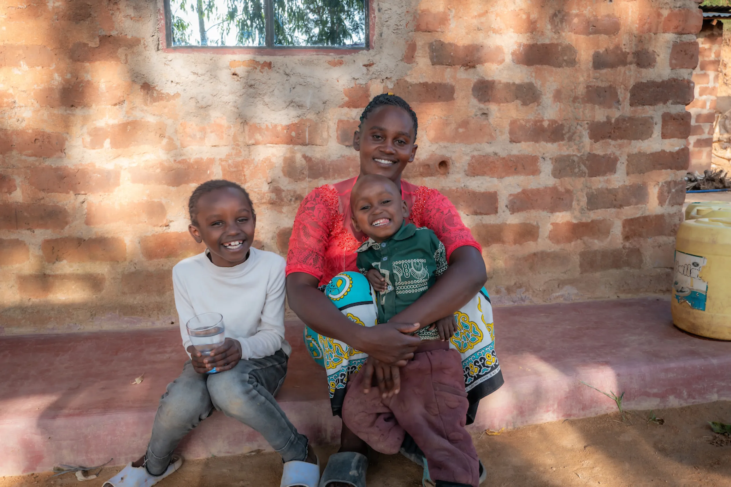 Elizabeth and her children smiling
