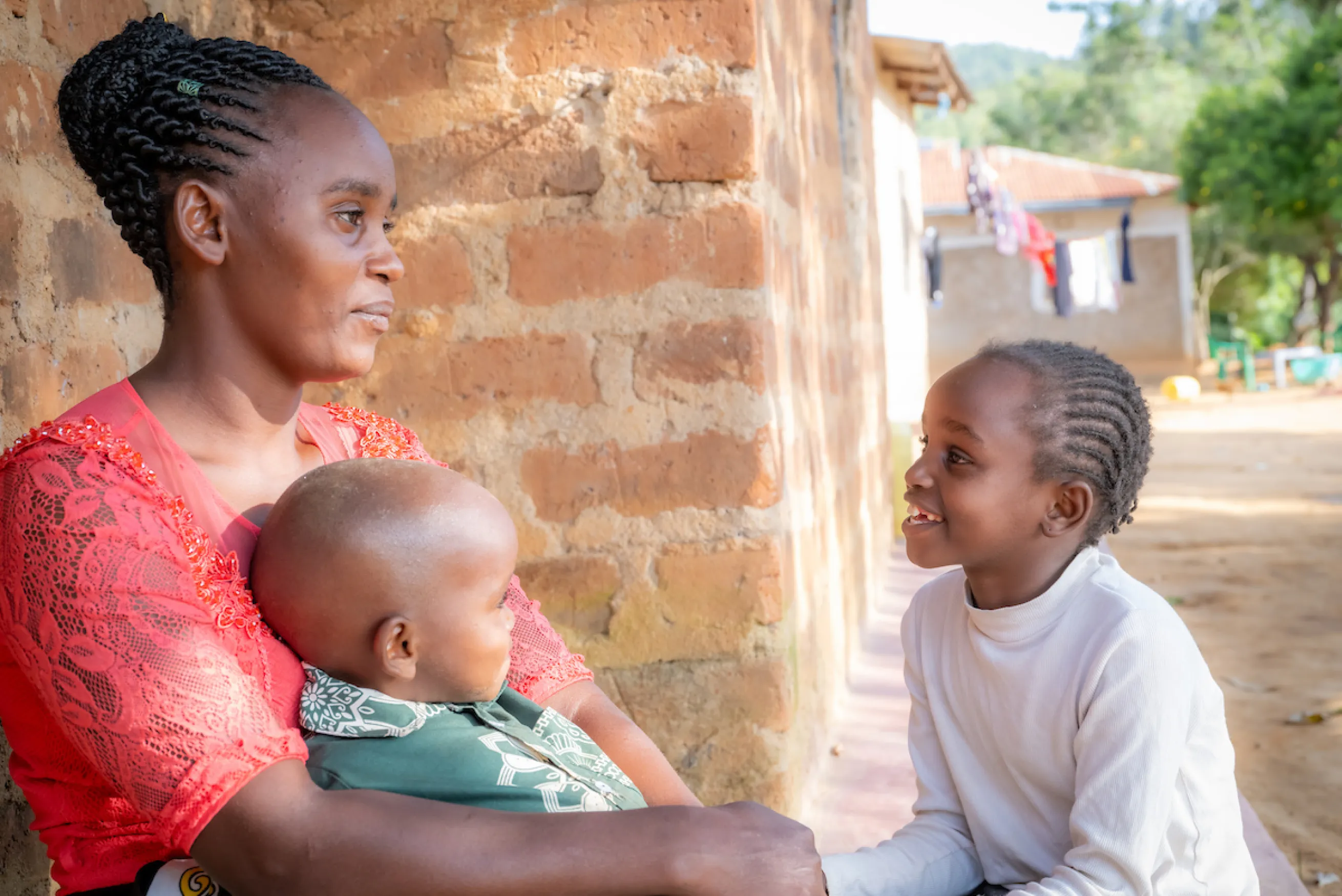 Elizabeth and her children smiling