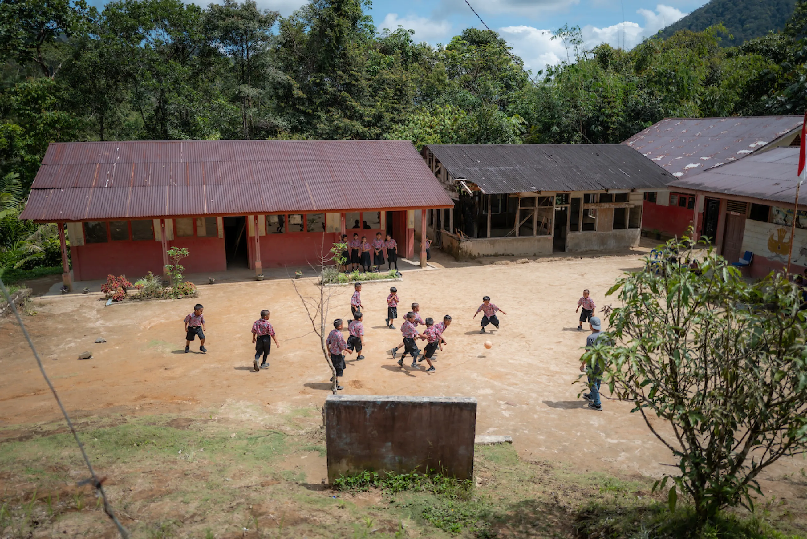 Children playing soccer