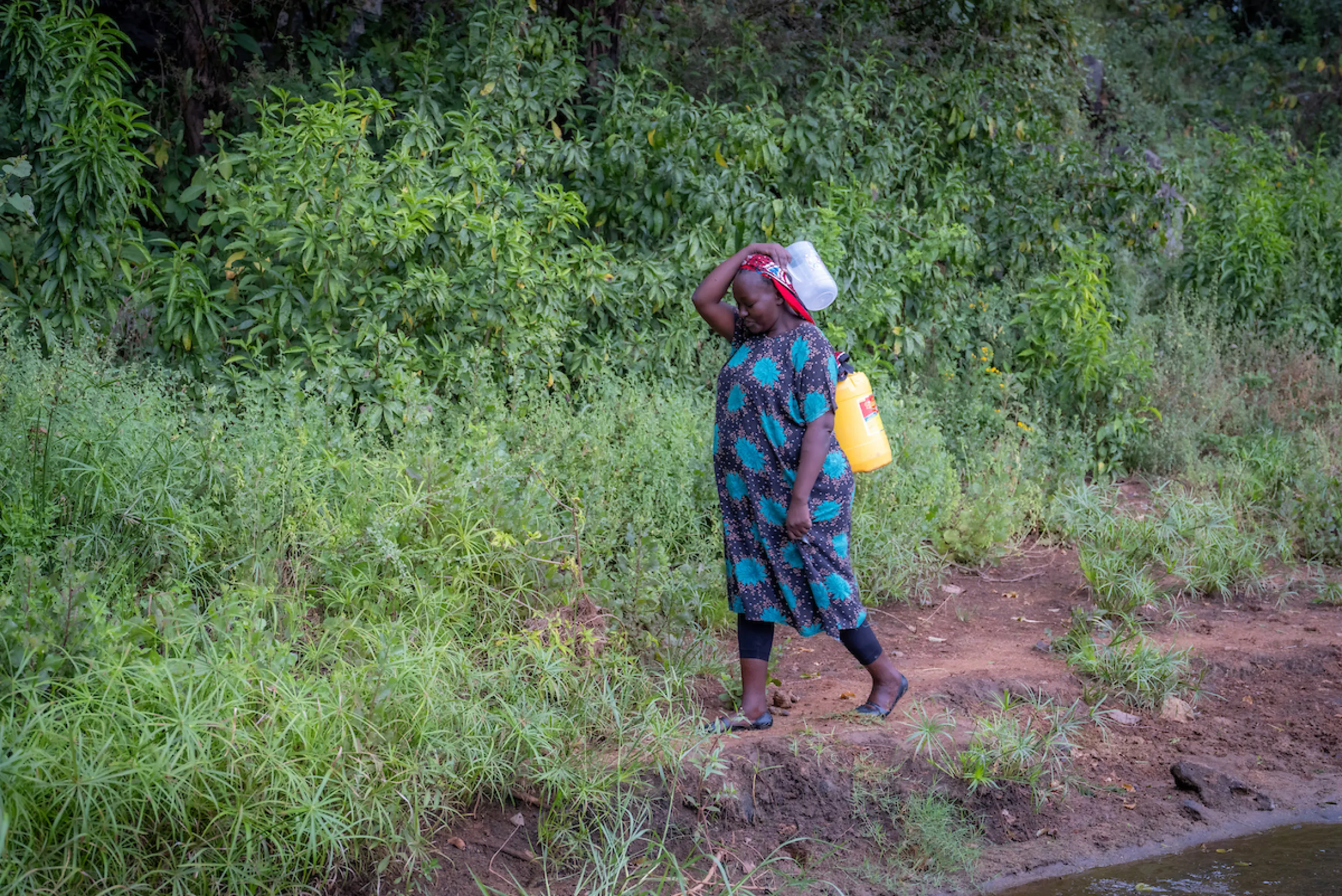 Lucy walking for water in Kenya, Africa