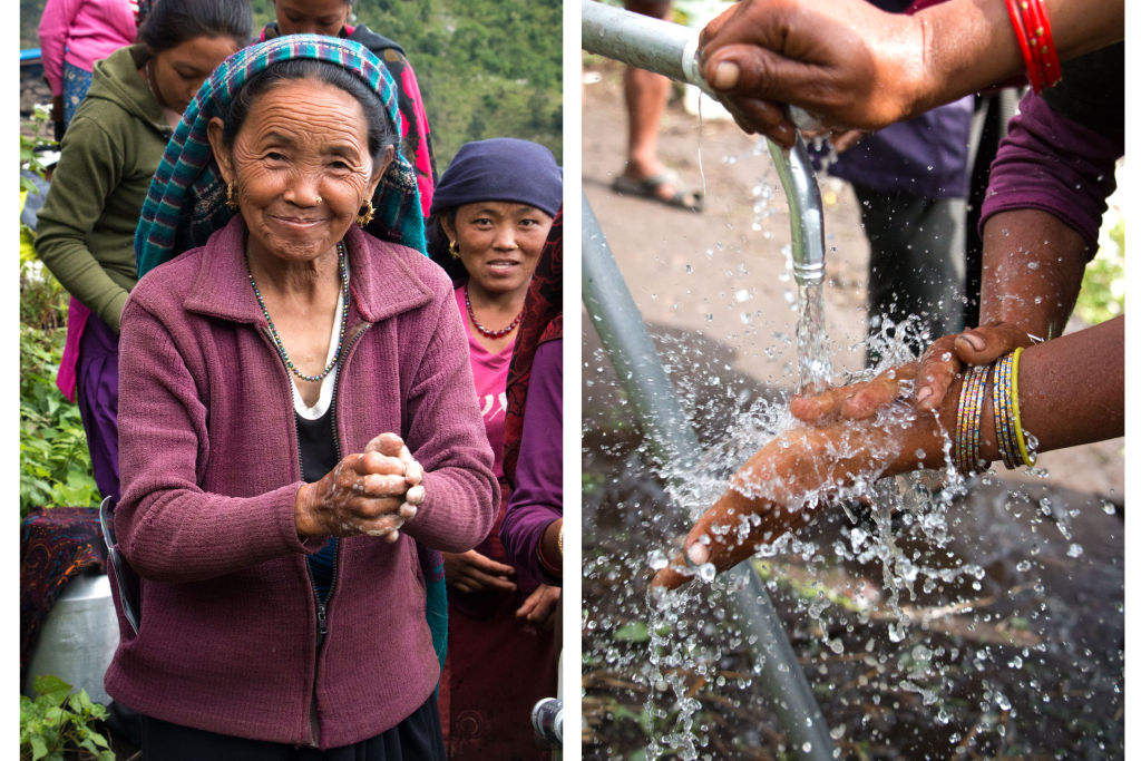 Woman in Khorla Village washes hands | Water Missions in Nepal