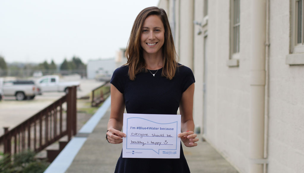 Kristen Check, Program Evaluation Coordinator, goes #Blue4Water.