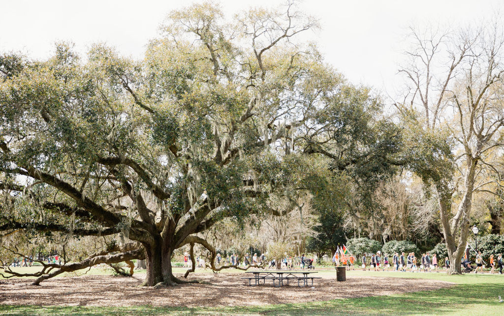 Walk for Water participants walk through Hampton Park in downtown Charleston
