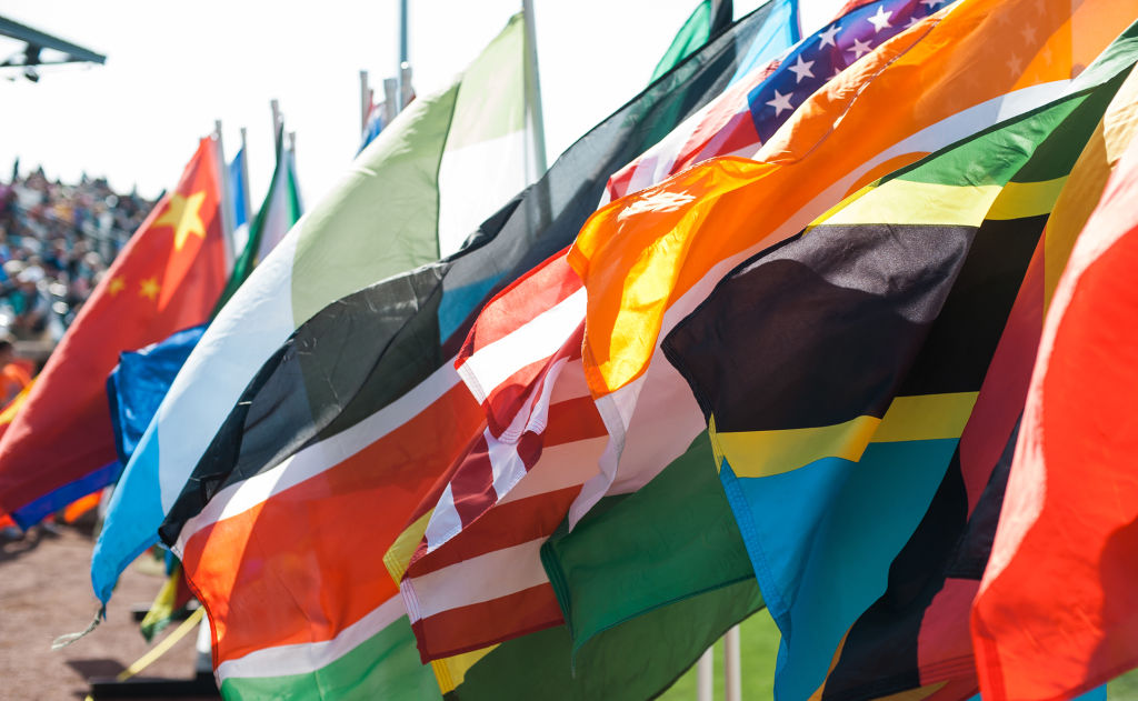 Flags of countries served with safe water by Water Mission