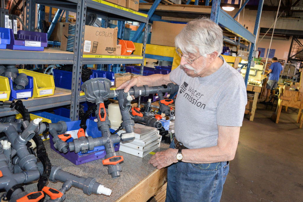 Volunteer Veteran Ed Meredith at Water Mission's headquarters in North Charleston, South Carolina.