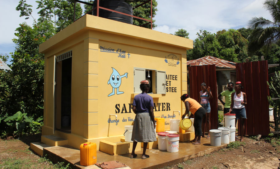 Safe water treatment house funded by the Berkman family in Haiti.