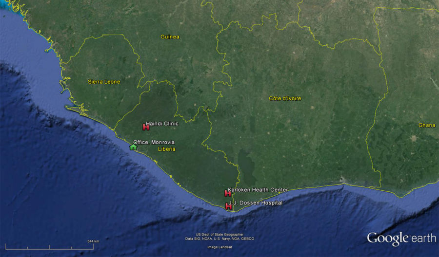 Three of the 2016 Water Mission projects in Liberia.