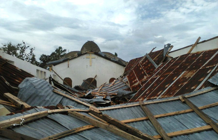 A church destroyed by Hurricane Matthew.