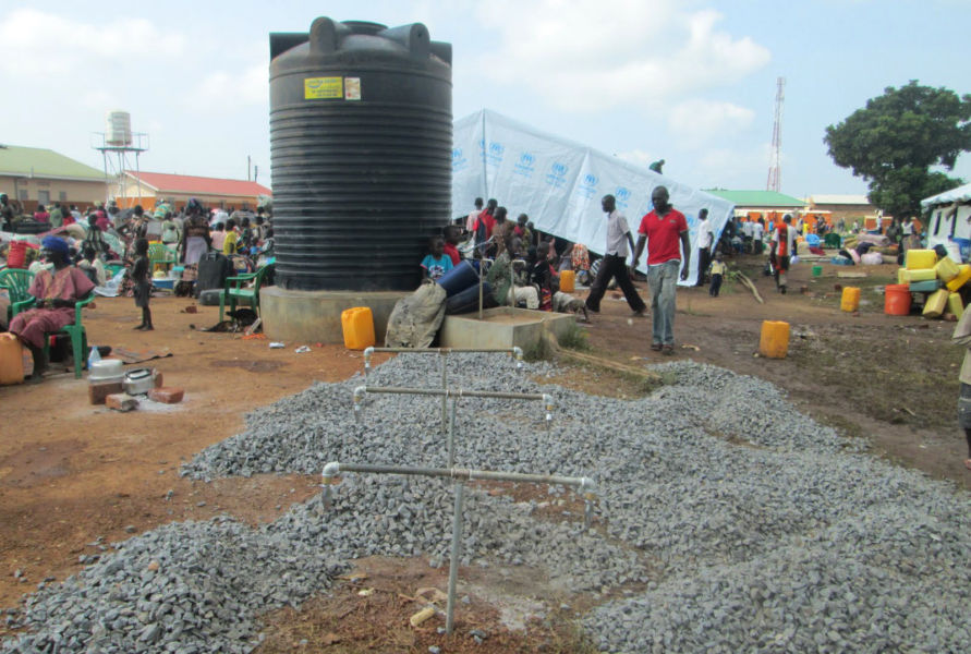 Tapstands setup at Elegu Welcome & Reception Center in Uganda