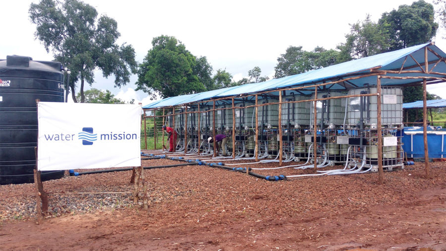 Solar Powered Safe Water Treatment Equipment setup in Nyarugusu Refugee Camp, Tanzania.
