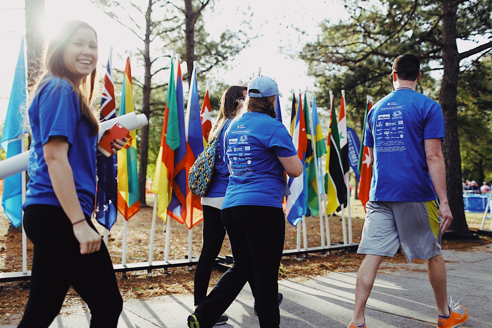 Walk for Water Heroes enter the event grounds, excited to walk for water.