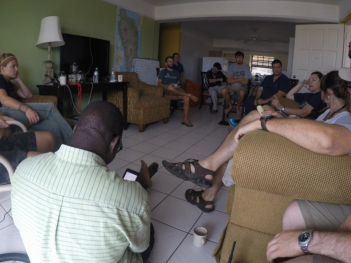 A logistics meeting to discuss the implementation of safe water systems.