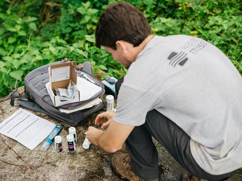 Using HACH equipment to test water quality in Puerto Rico.