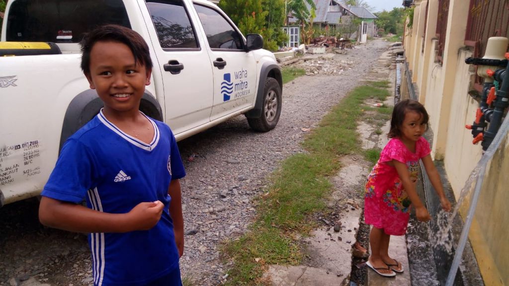 Children drinking safe water in Palu, Indonesia!