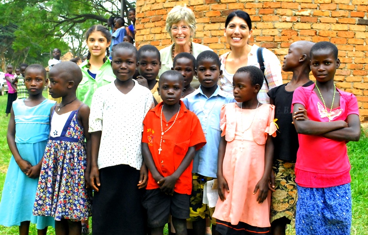 Molly Greene with children at St. Francis Hospital.