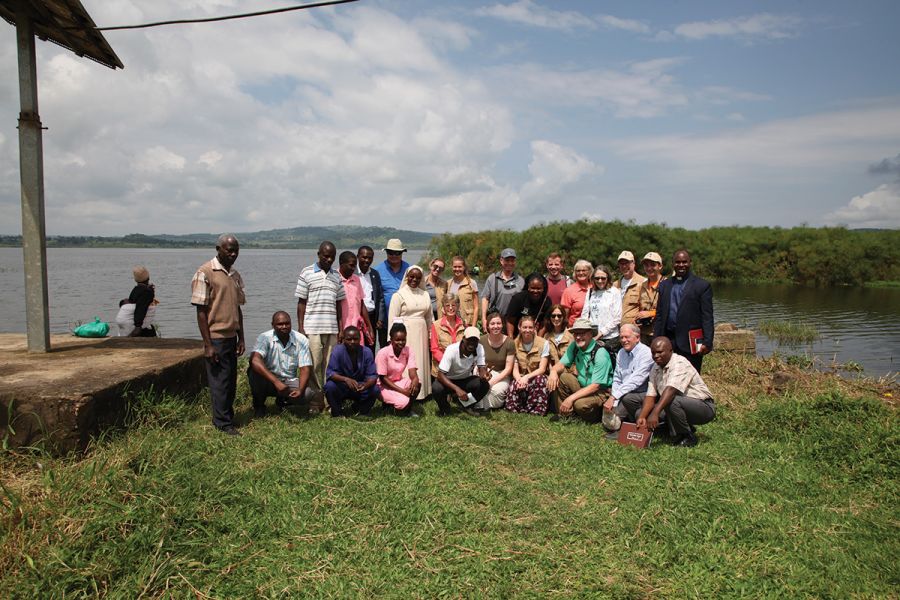 Molly, George, and the team with hospital staff.