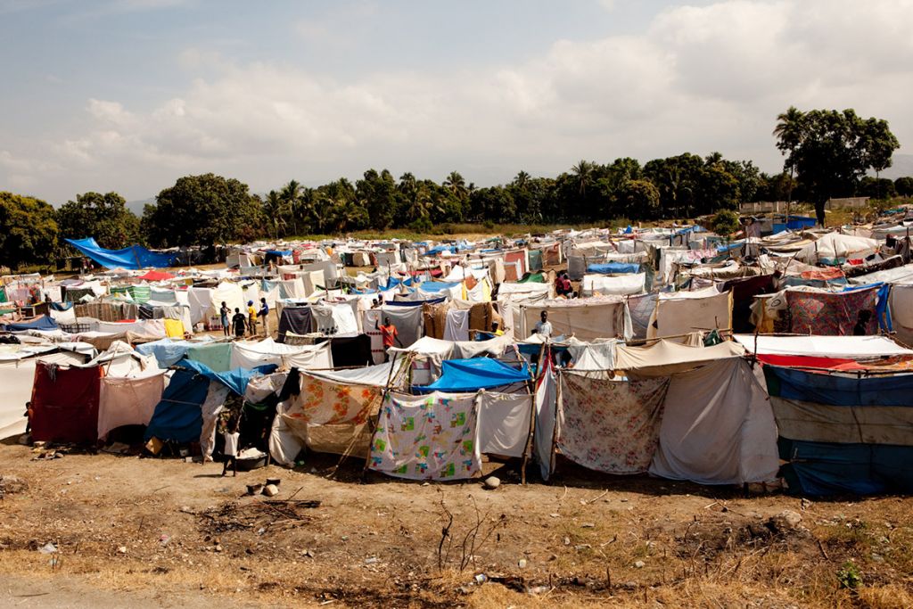 "Tent cities" constructed in the wake of the disaster